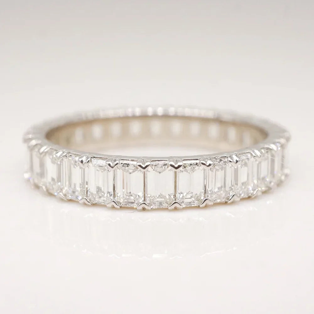 Stunning 0.80 CT Emerald Moissanite Stones Full Eternity Wedding Band 1