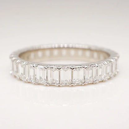 Stunning 0.80 CT Emerald Moissanite Stones Full Eternity Wedding Band 1