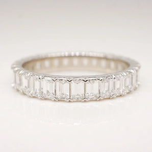 Stunning 0.80 CT Emerald Moissanite Stones Full Eternity Wedding Band