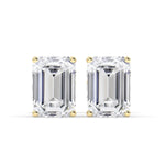2.0 TCW Emerald Cut Moissanite Hidden Halo Stud Earrings in Gold 1