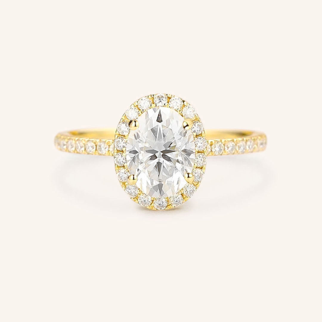 Stunning 1 CT Oval Moissanite Engagement Ring With Halo & Pave Design 1