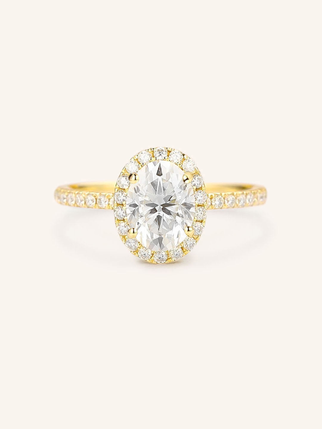 Stunning 1 CT Oval Moissanite Engagement Ring With Halo & Pave Design 1