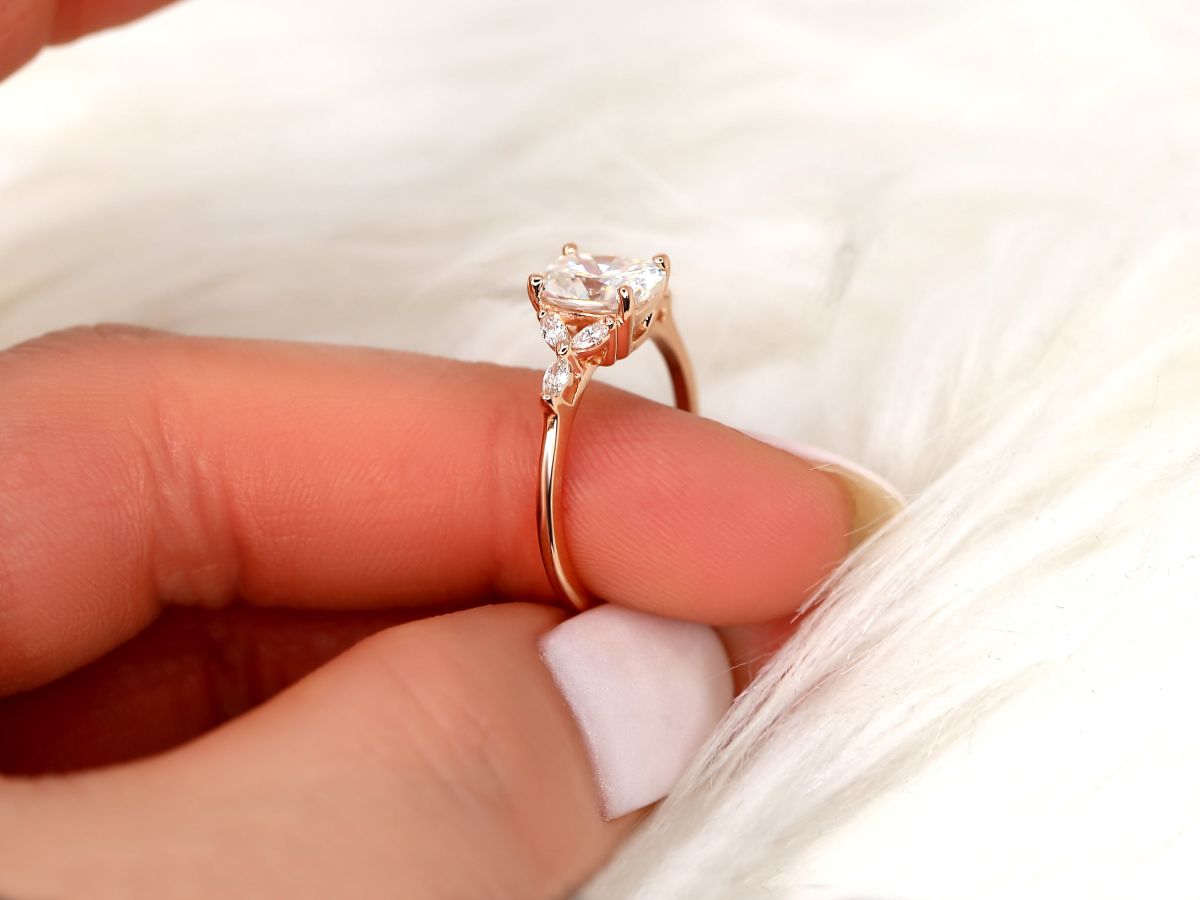 Stunning 1.5 CT Cushion Moissanite Engagement Ring with Cluster Design 9