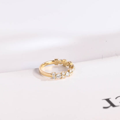 Stunning 0.3 TCW Round Moissanite Stones Half Eternity Wedding Band 8