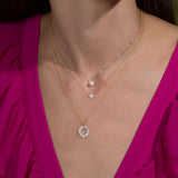 1.0 CT Round & Baguette Moissanite Diamond Circle Pendant Necklace in Solid Gold 4