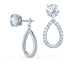 1.90 TCW Round Cut Moissanite Open Pear Jacket Earrings in Gold 2