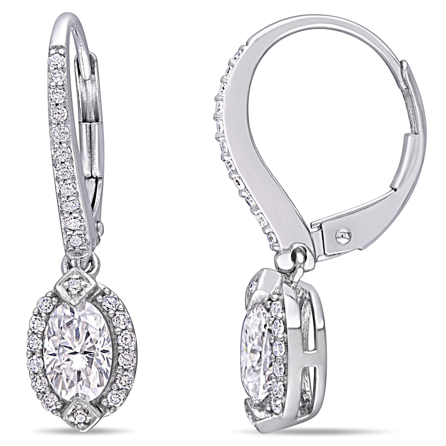 Round Cut Cubic Zirconia in 925 Sterling Silver Earrings 4