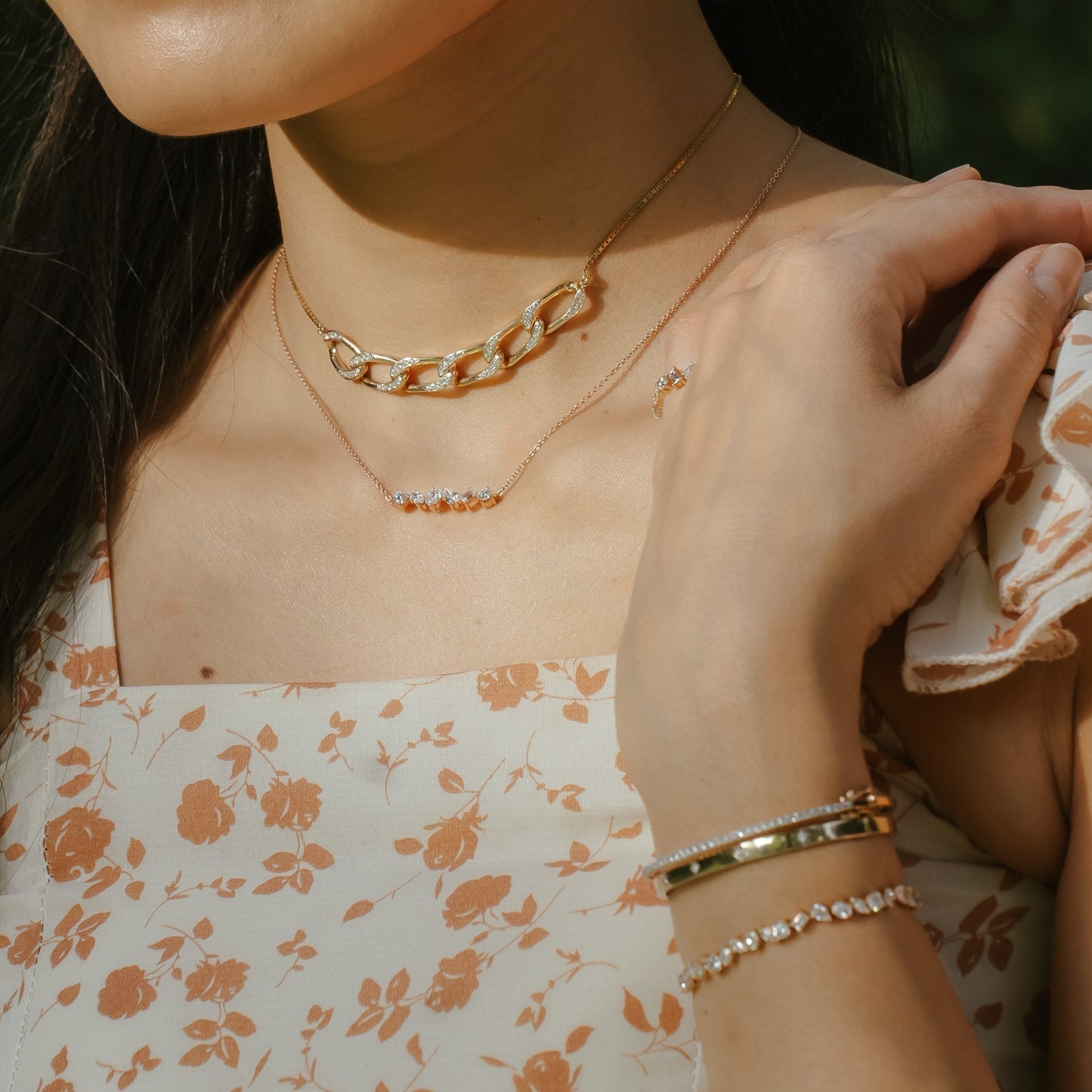 1.50 TCW Round, Emerald, Pear, Cushion & Oval Moissanite Diamond Multi Stone Necklace in Solid Gold 8