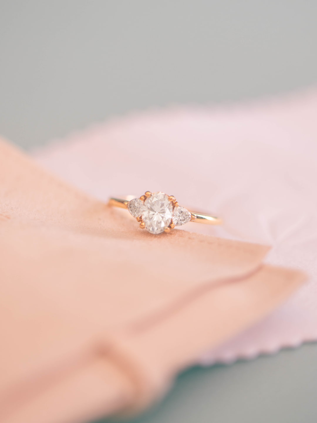 Stunning 1 CT Oval Moissanite Engagement Ring With Three Stone Design 6