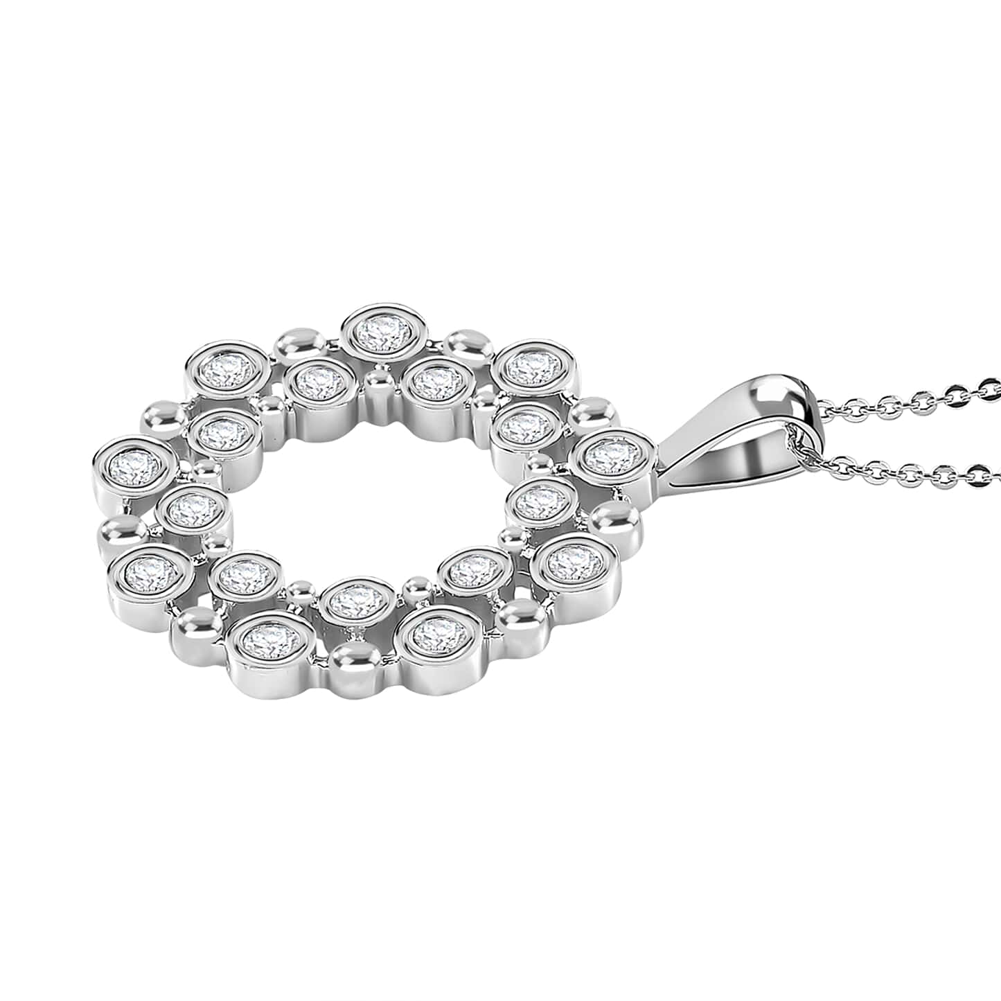 Round Cut Cubic Zirconia in 925 Sterling Silver Necklace 4