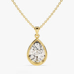 1.0 CT Pear Moissanite Diamond Bezel Pendant Necklace in Solid Gold 1