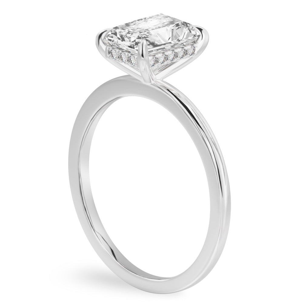 Stunning 1.0- 2.0 CT Radiant Moissanite Engagement Ring with Hidden Halo Design 3