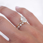 Stunning 0.4 TCW Round Moissanite Stone With Half Eternity Wedding Band 3
