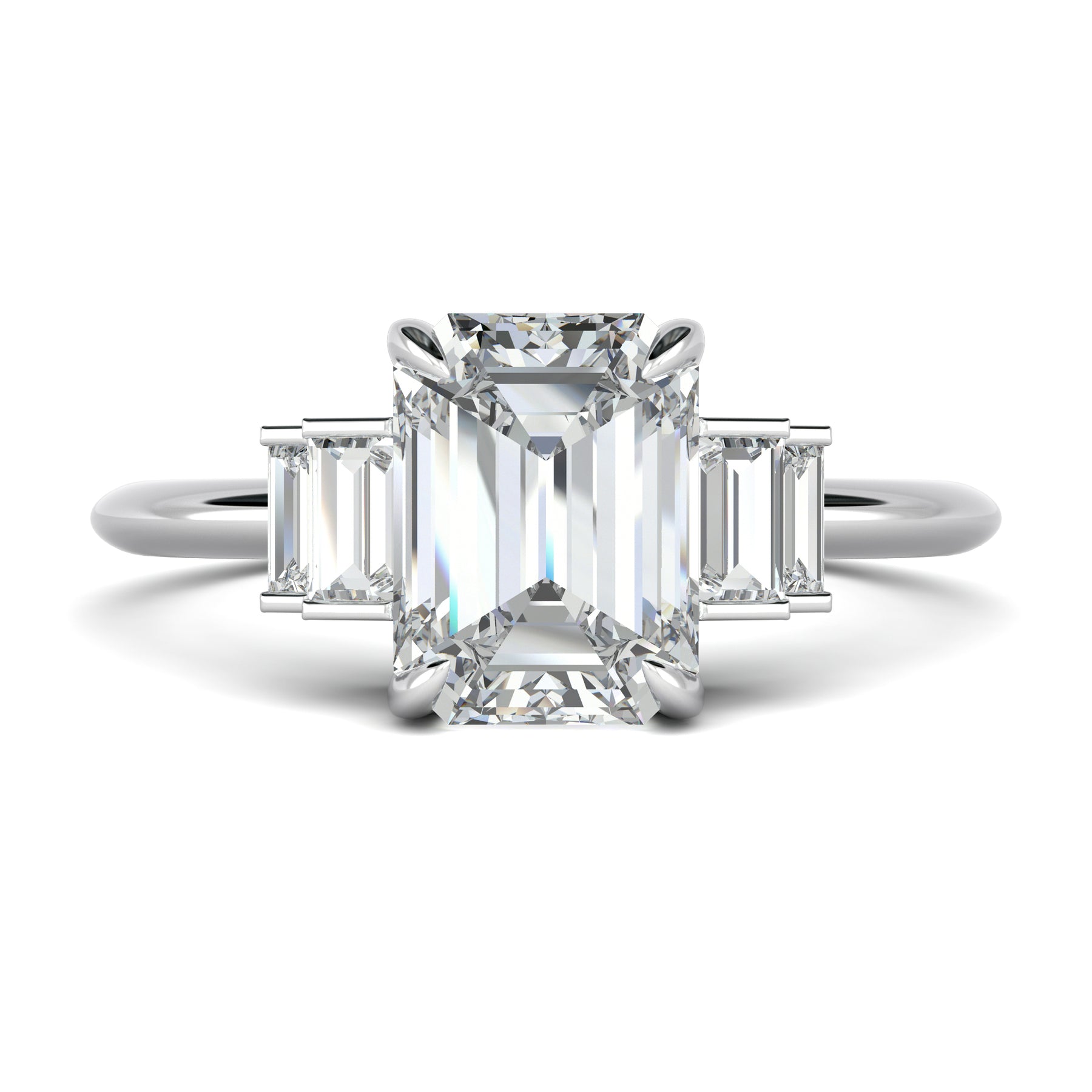 Stunning 0.7 CT Emerald Moissanite Stones Cluster Engagement Ring 1