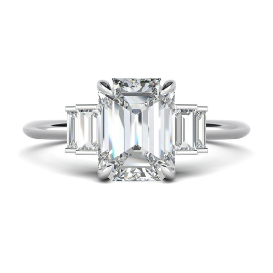 Stunning 0.7 CT Emerald Moissanite Stones Cluster Engagement Ring 1