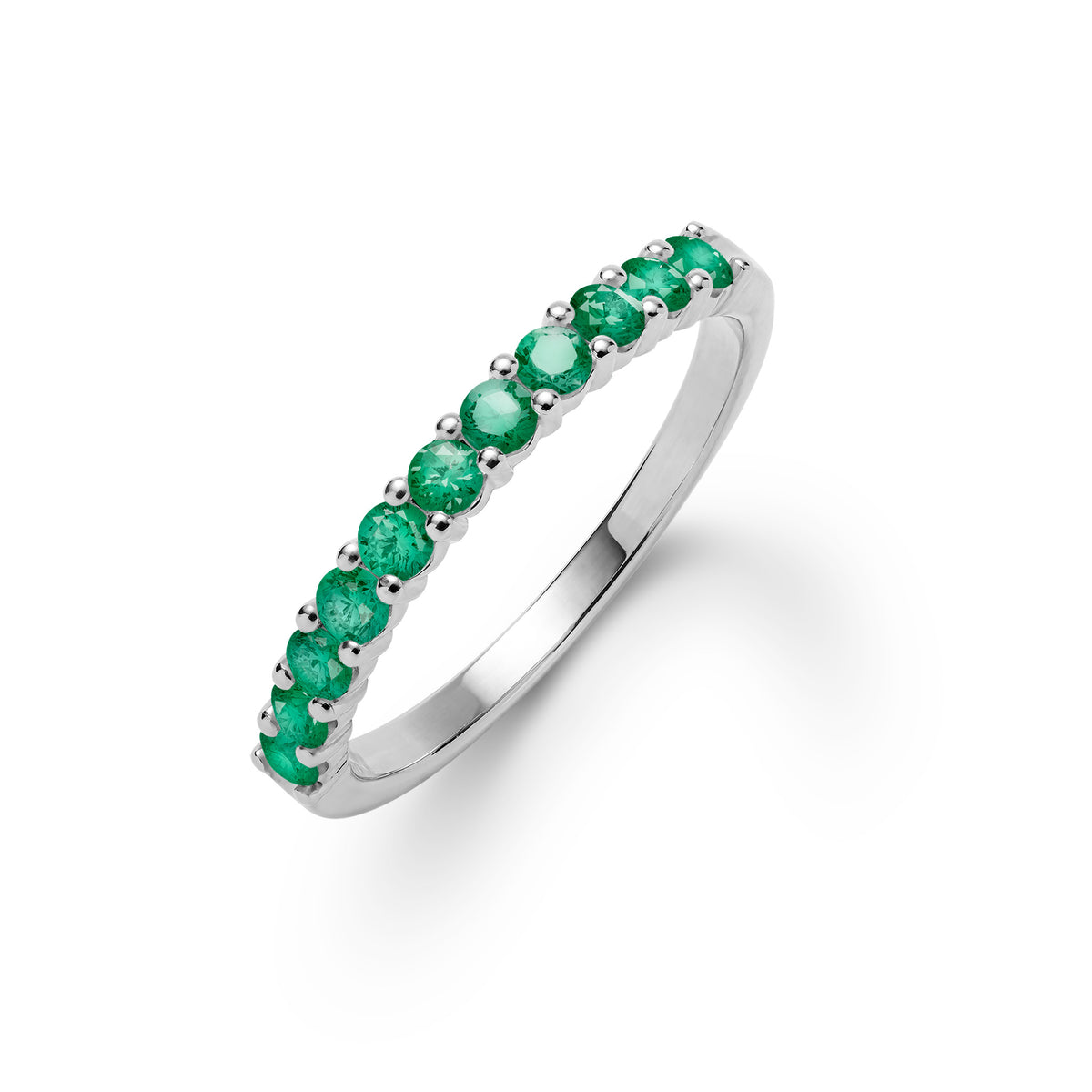 0.33 TCW Round Emerald Lab Made Diamond-May Birthstone Wedding Band 7