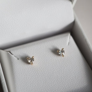 1.0 TCW Heart Cut Moissanite Stud Earrings in Gold