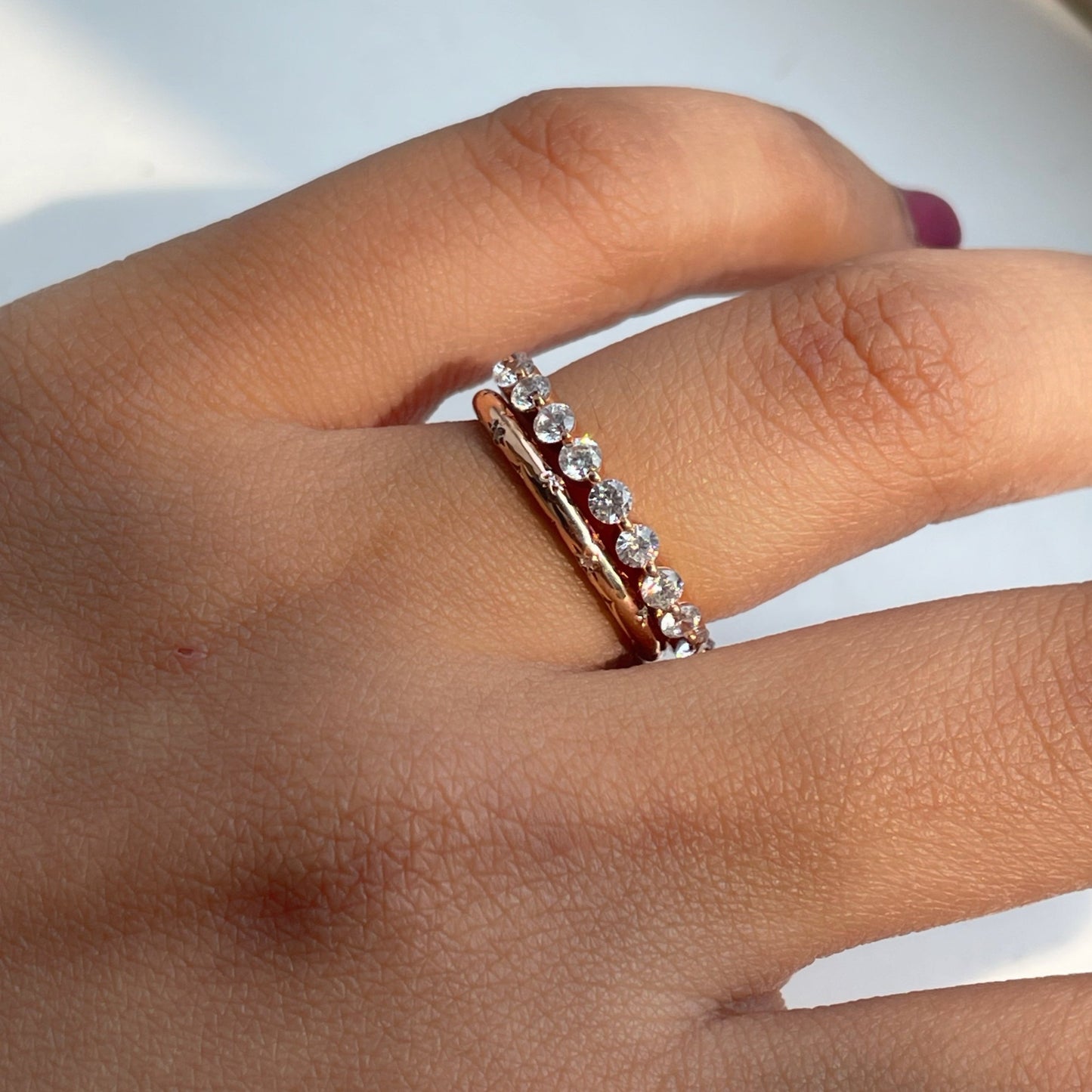 Stunning 0.10 TCW Round Moissanite Stones  Flash Wedding Bands 2
