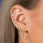 1.0 TCW Round Cut Moissanite Linked Up Earrings in Gold 12