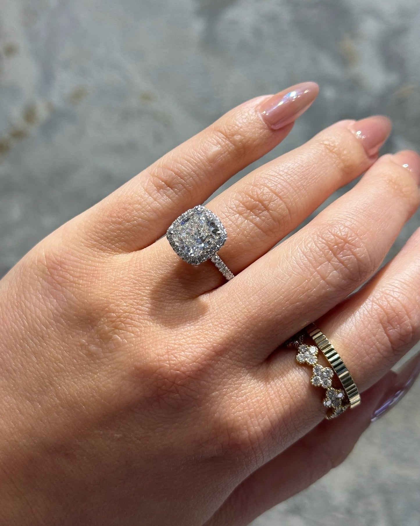 Stunning 3.46 CT Cushion Moissanite Engagement Ring with Halo & Pave Design 3