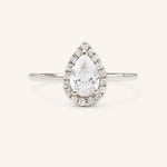 Stunning 0.74 CT Pear Moissanite Engagement Ring With Halo Design 2
