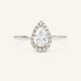 Stunning 0.74 CT Pear Moissanite Engagement Ring With Halo Design 2