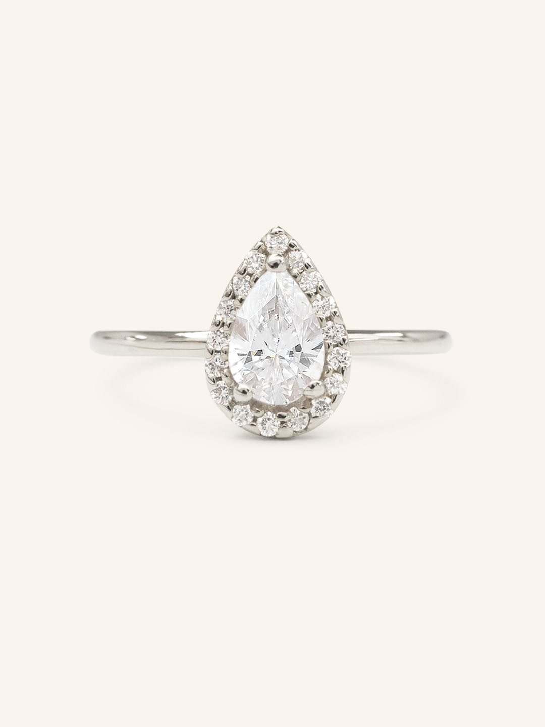 Stunning 1 CT Pear Moissanite Engagement Ring with Halo Design 2
