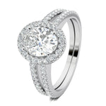 Stunning 0.6 CT Oval Moissanite Stones Pave & Halo Engagement Rings 2