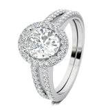 Stunning 0.6 CT Oval Moissanite Stones Pave & Halo Engagement Rings 2