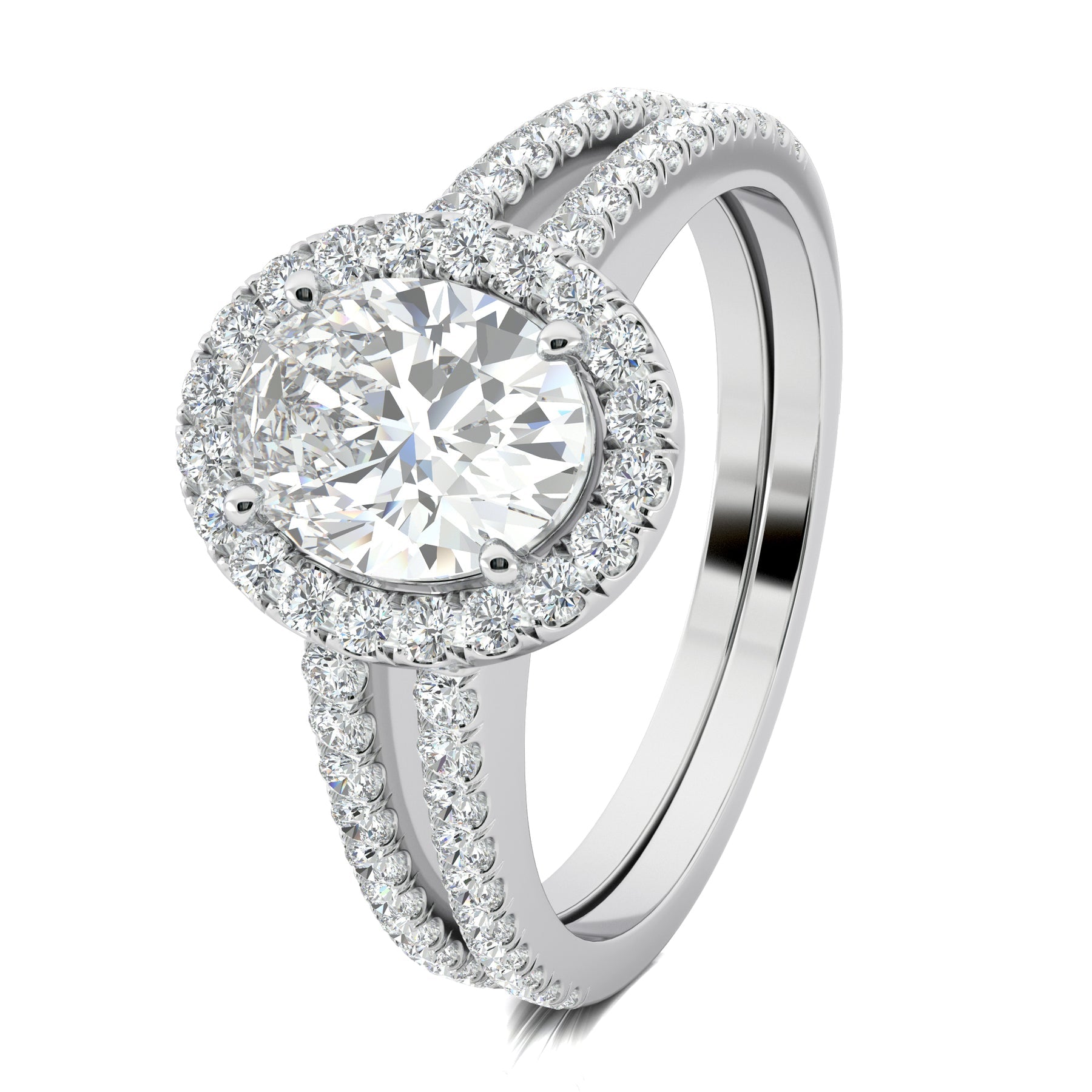 Stunning 0.6 CT Oval Moissanite Stones Pave & Halo Engagement Rings 2