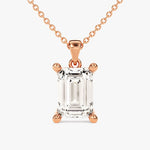 2.0 CT Emerald Moissanite Diamond Solitaire Pendant Necklace in Solid Gold 3