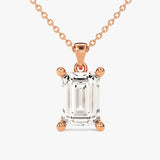 2.0 CT Emerald Moissanite Diamond Solitaire Pendant Necklace in Solid Gold 3