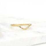 Stunning 0.1  TCW Round Moissanite Stones Curved Wedding Bands 3