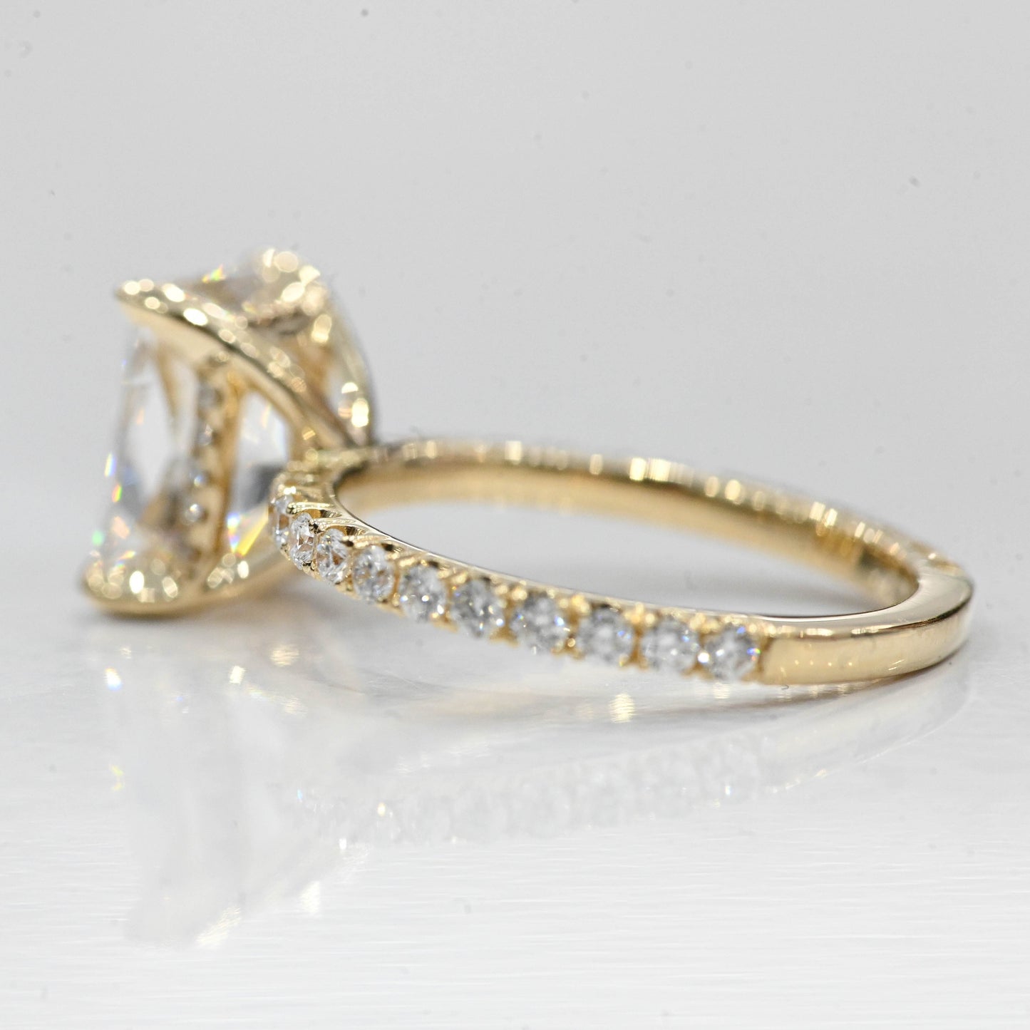 Stunning 3.0 CT Radiant Moissanite Engagement Ring with Hidden Halo & Pave Design 4