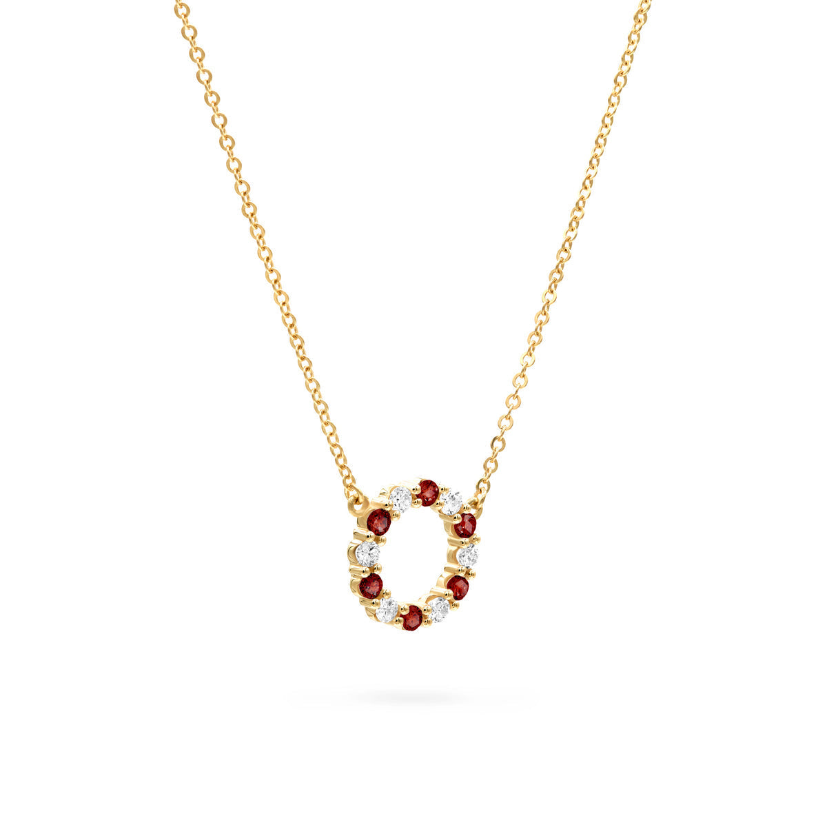 1.5 TCW Round Garnet Lab Made Diamond- January Birthstone Necklace 1