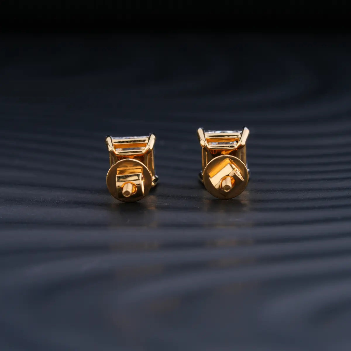 2.0 TCW Princess Cut Moissanite Stud Earrings in Gold 3