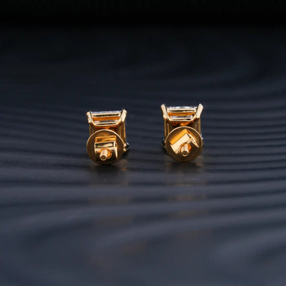 2.0 TCW Princess Cut Moissanite Stud Earrings in Gold 3