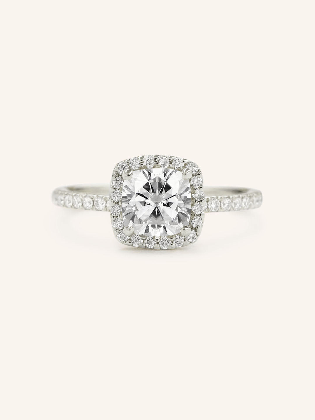 Stunning 1 CT Cushion Moissanite Engagement Ring With Halo & Pave Design 4