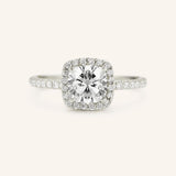 Stunning 1 CT Cushion Moissanite Engagement Ring With Halo & Pave Design 4