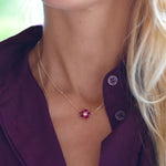 0.08 CT Round Ruby Lab Made Diamond- July Birthstone Necklace 3