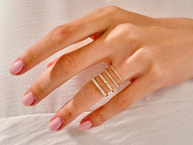 1.50 CT Oval Cut Moissanite Pave Bridal Ring Set with Round Half Eternity Wedding Bands 8