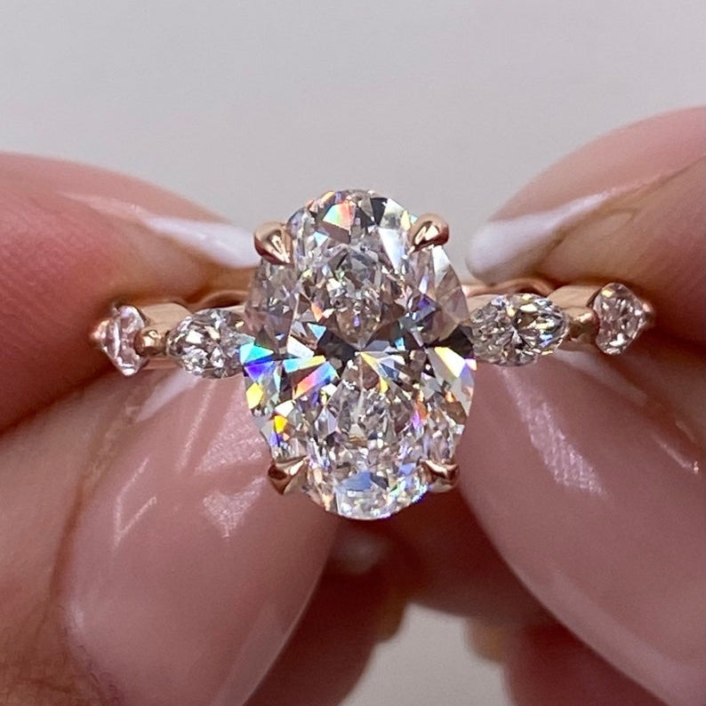 Stunning 2.5 CT Oval Moissanite Engagement Ring in a Hidden Halo Design 1