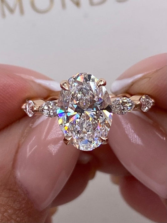 Stunning 2.5 CT Oval Moissanite Engagement Ring in a Hidden Halo Design 1