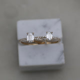 0.90 CT Emerald Cut Pave CVD F/VVS2 Diamond Engagement Ring 8