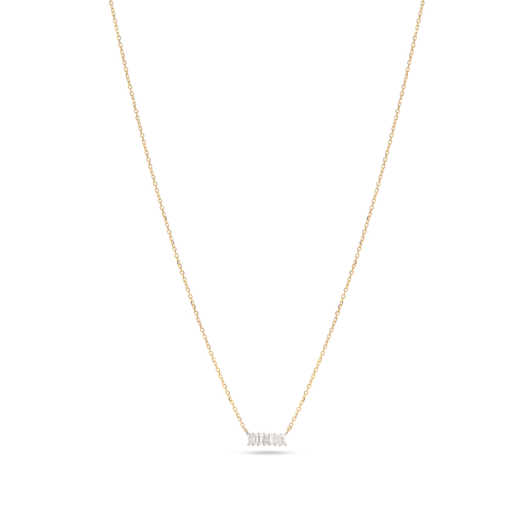 0.40 CT Baguette Moissanite Diamond Bar Pendant Necklace in Solid Gold 6