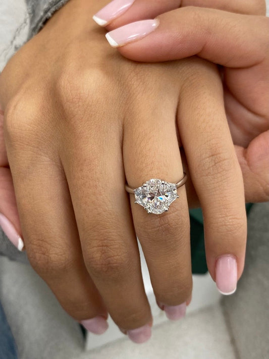 Classic 2.0 CT Oval Moissanite Engagement Ring with Three Stone Design 1