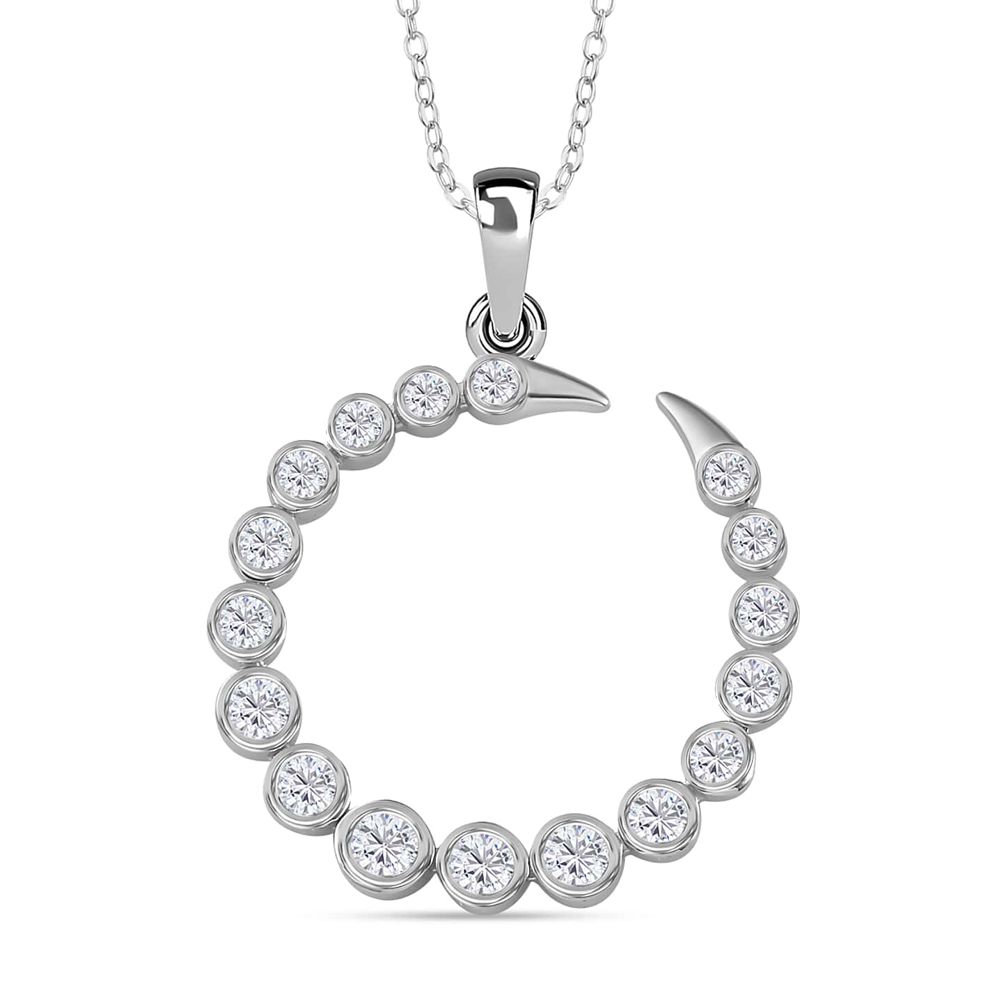 Round Cut Cubic Zirconia in 925 Sterling Silver Necklace 1