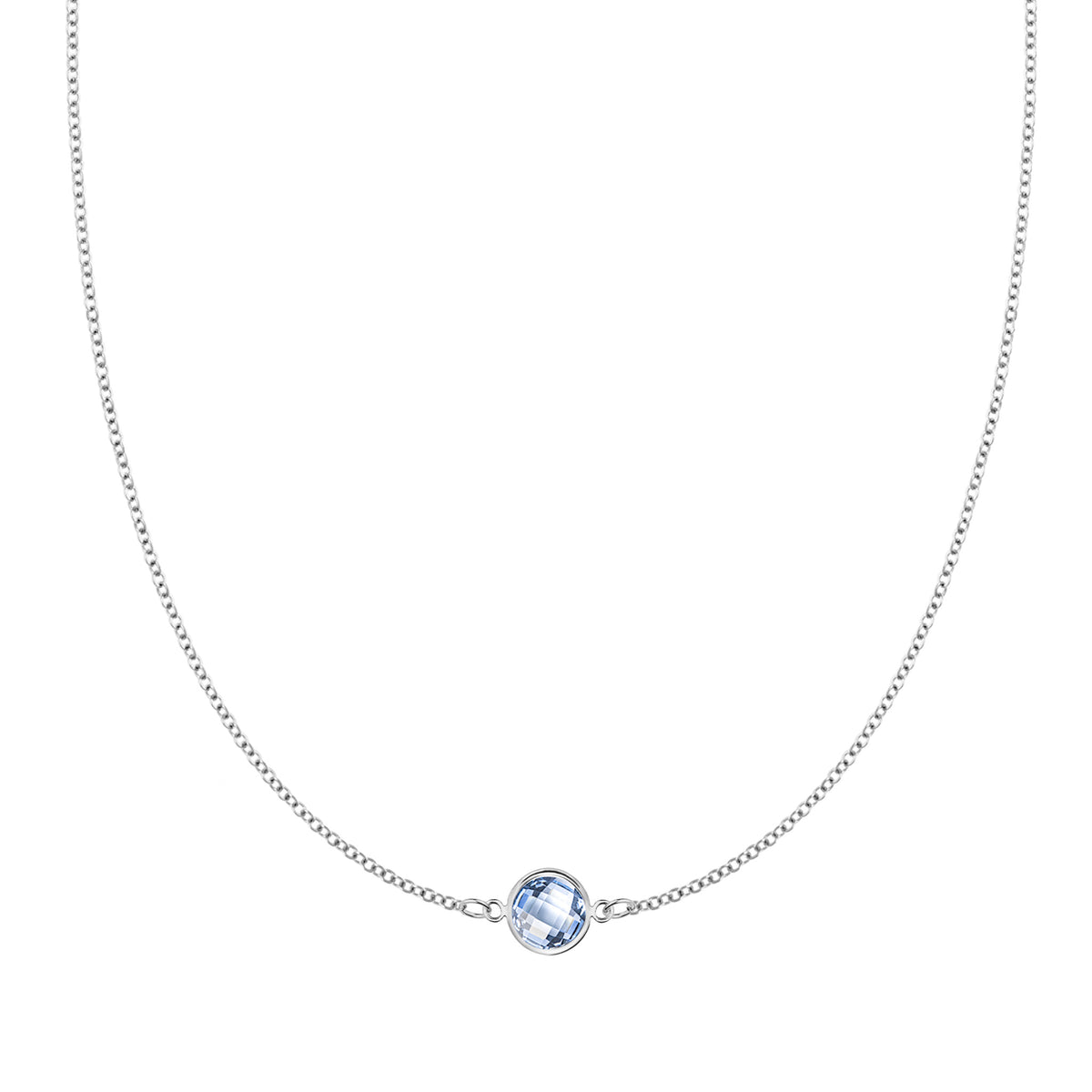 0.90 CT Round Aquamarine Lab Made Diamond-March Birthstone Necklace 5