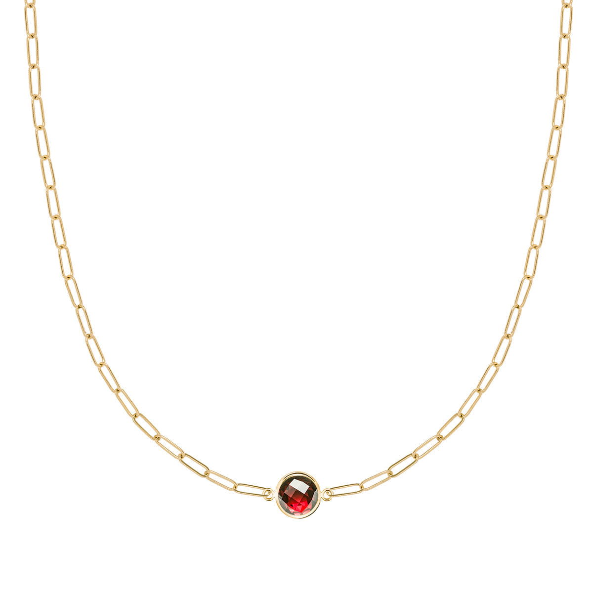 0.38 TCW Round Garnet Lab Made Diamond- January Birthstone Necklace 1