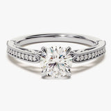 Stunning 1.0 CT Round Moissanite Engagement Ring with Milgrain Pave Design 4